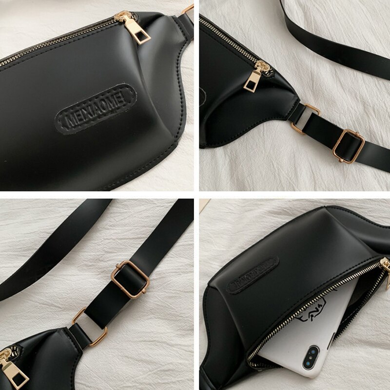 Holografisk dame midjeveske damebelte banan lommebok veske fanny pack liten veske laget av lær brystvesker pochete