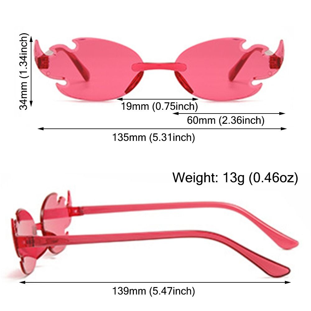 Gafas de sol coloridas con forma de llama de fuego, gafas de sol divertidas sin montura, gafas de Cosplay de para mujeres y hombres