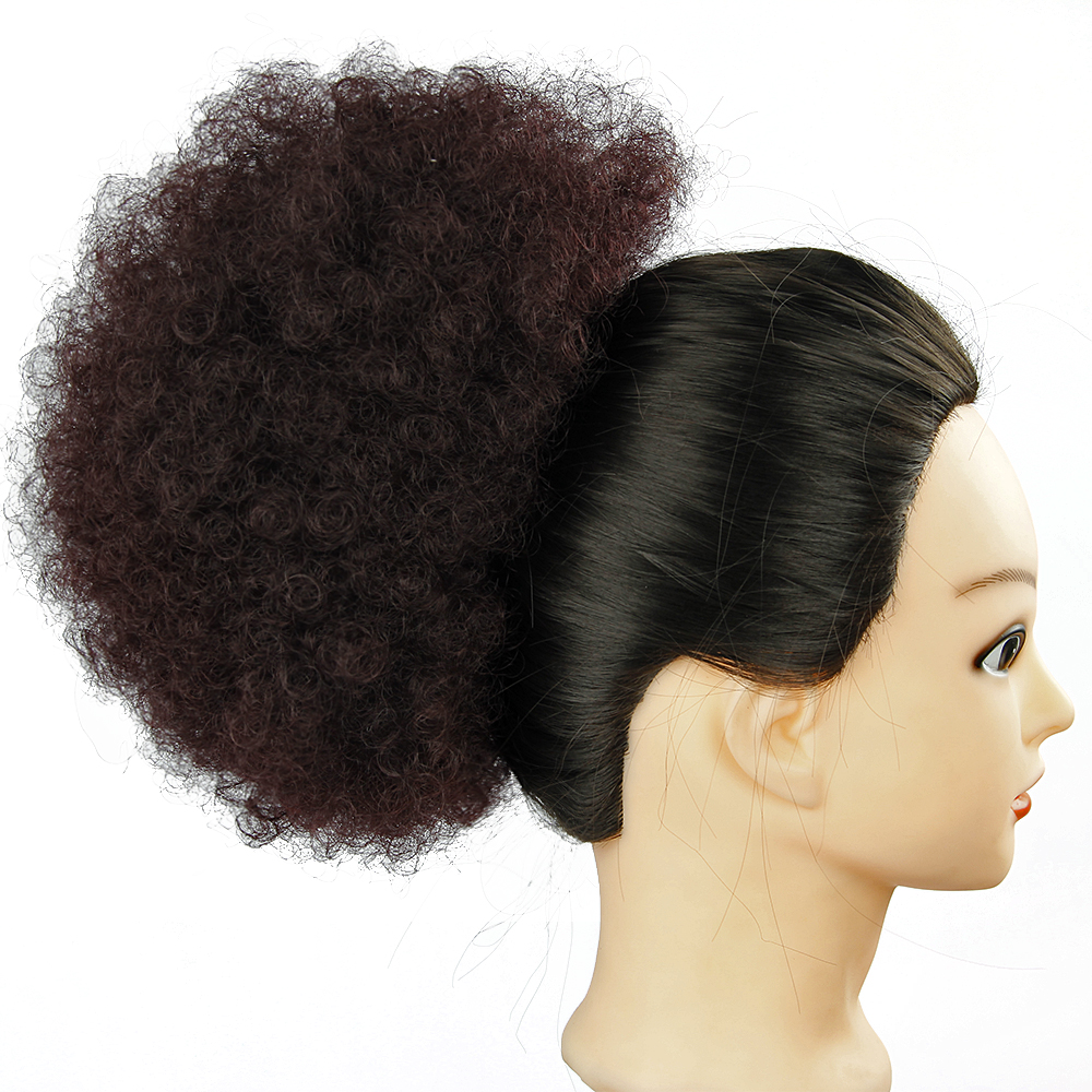 Dragsko puff kinky lockig hästsvans kort omlott syntetiskt hårbulle afro hästsvansförlängningar och hårbitar: 33(6 tum)