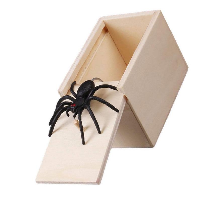 Houten Prank Spider Schrikken Doos Verborgen In Case Grappige Truc Spelen Joke Interessante Horror Gag Speelgoed April Fool 'S Day