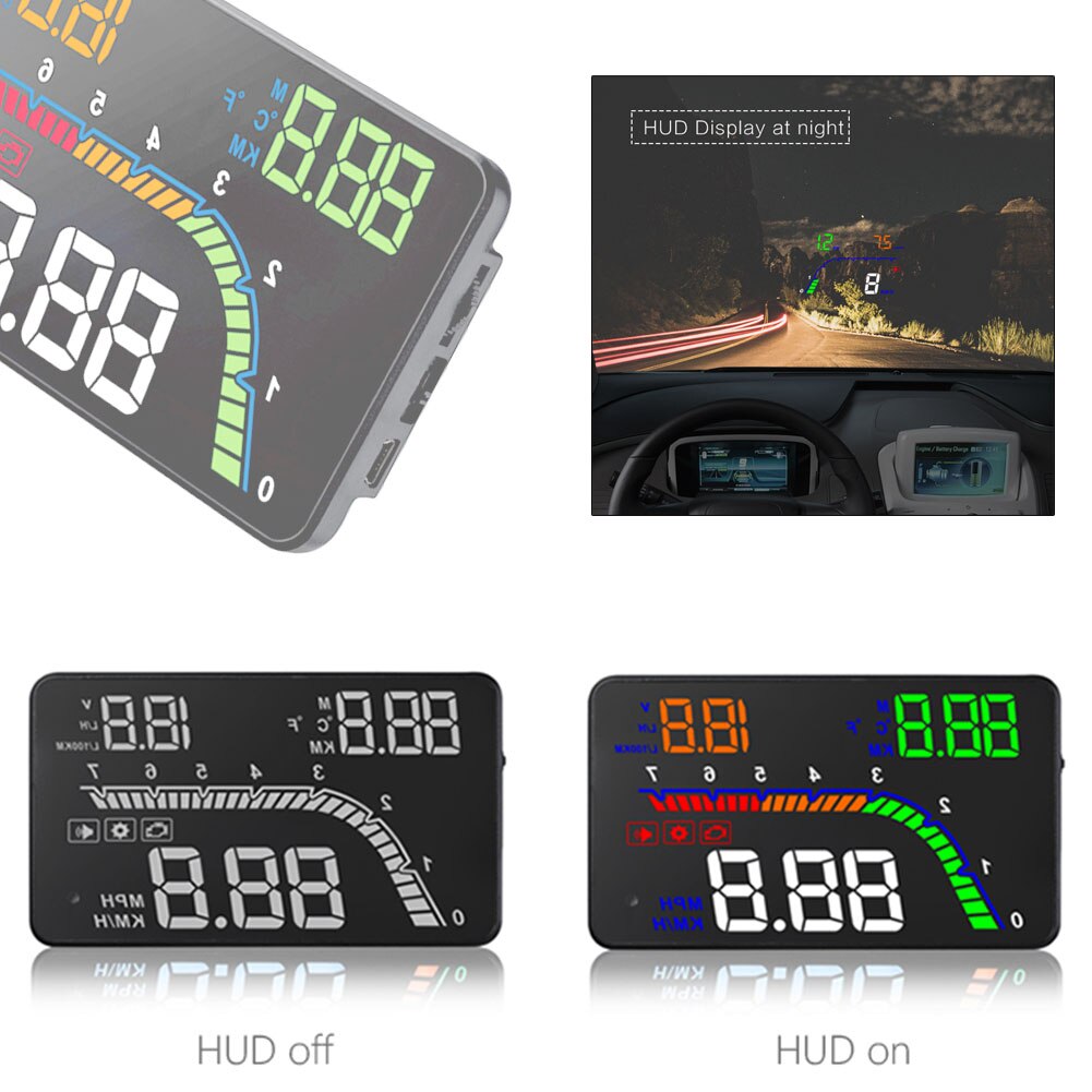 T100 OBD2 Hud 4 "Auto Head Up Display Digitale Auto Snelheidsmeter Voorruit Projector Screen 4 Inch Hd