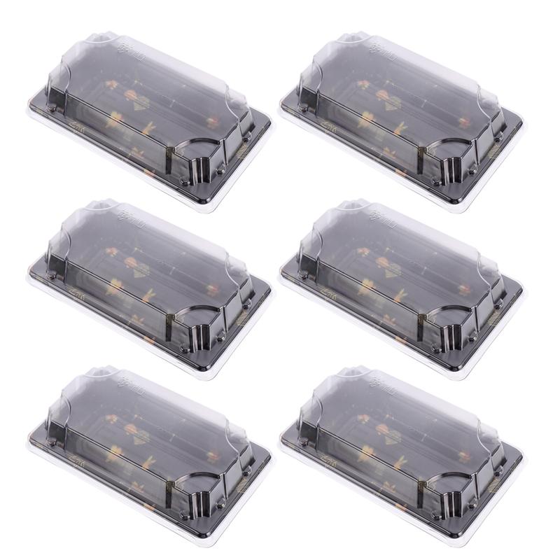 50 Pcs Disposable Sushi Box Plastic Packing Box Portable Food Storage Printed Takeaway Disposable Sushi Packing Box
