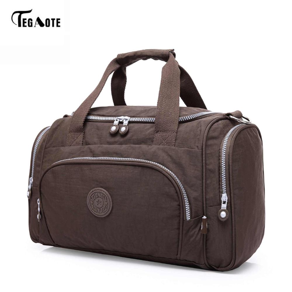 TEGAOTE Men's Travel Bag Zipper Luggage Travel Duffle Bag Latest Style Large Capacity Male Female Portable Travel Tote: Brown