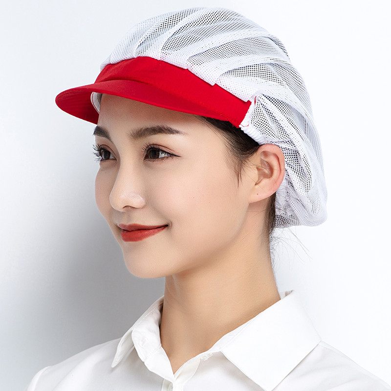 Pustende netting arbeidslue dame herre hårtildekket hatt verkstedhatt serveringshatt bakehatt kjøkken matlaging visirhatt med brem: Oransje