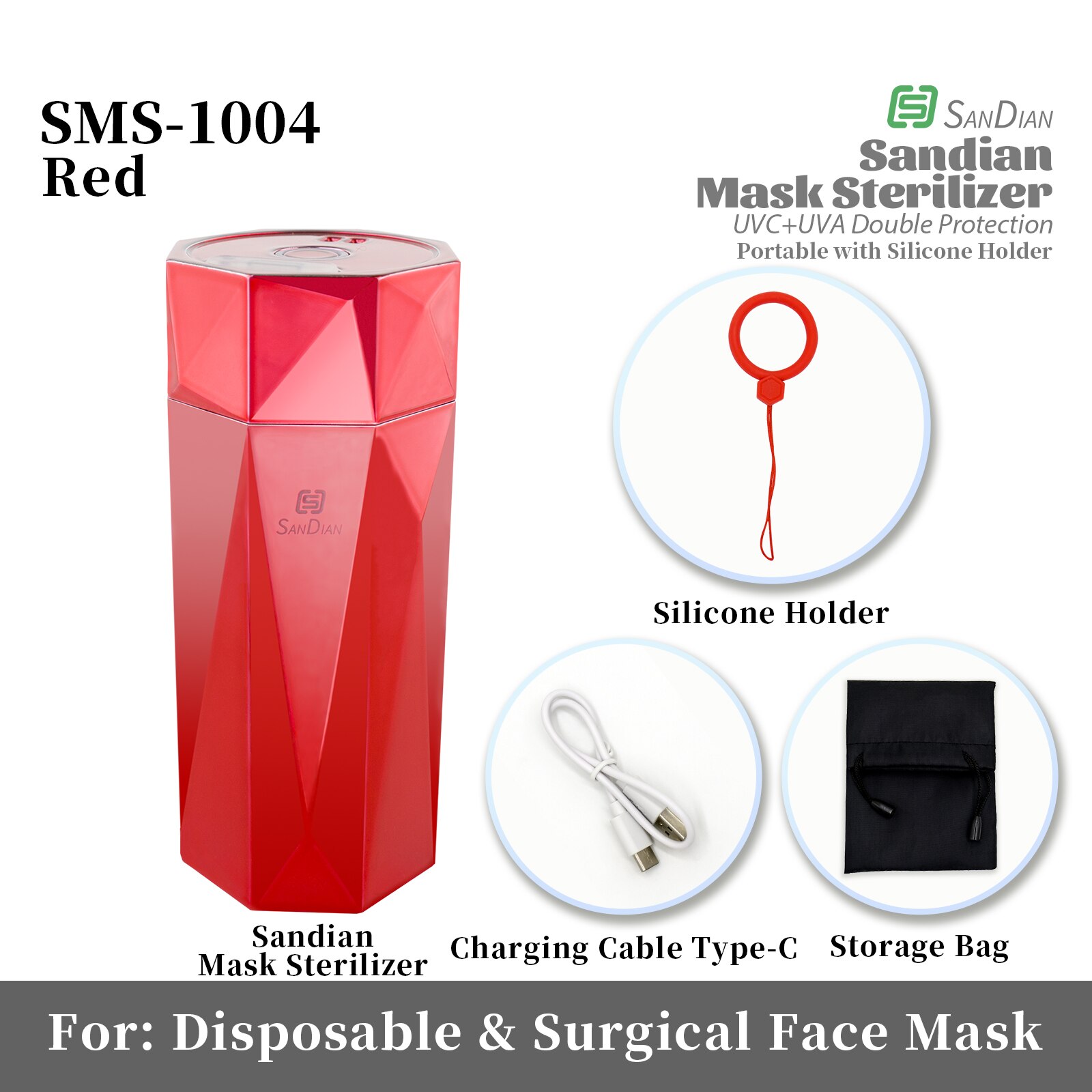 UVC + UVA Sterilisieren fallen Für Maske Schmuck Ohrring Ring Multifunktions kompakt Tragbare Wiederaufladbare Keimtötende Desinfektion: SMS-1004