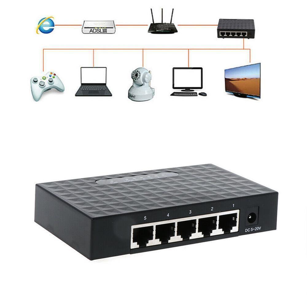 5 Port 10/100/1000Mbps Network Switcher Hub Fast Ethernet RJ45 Gigabit Switch Splitter Travel Lan Switch Hub for PC Desktop
