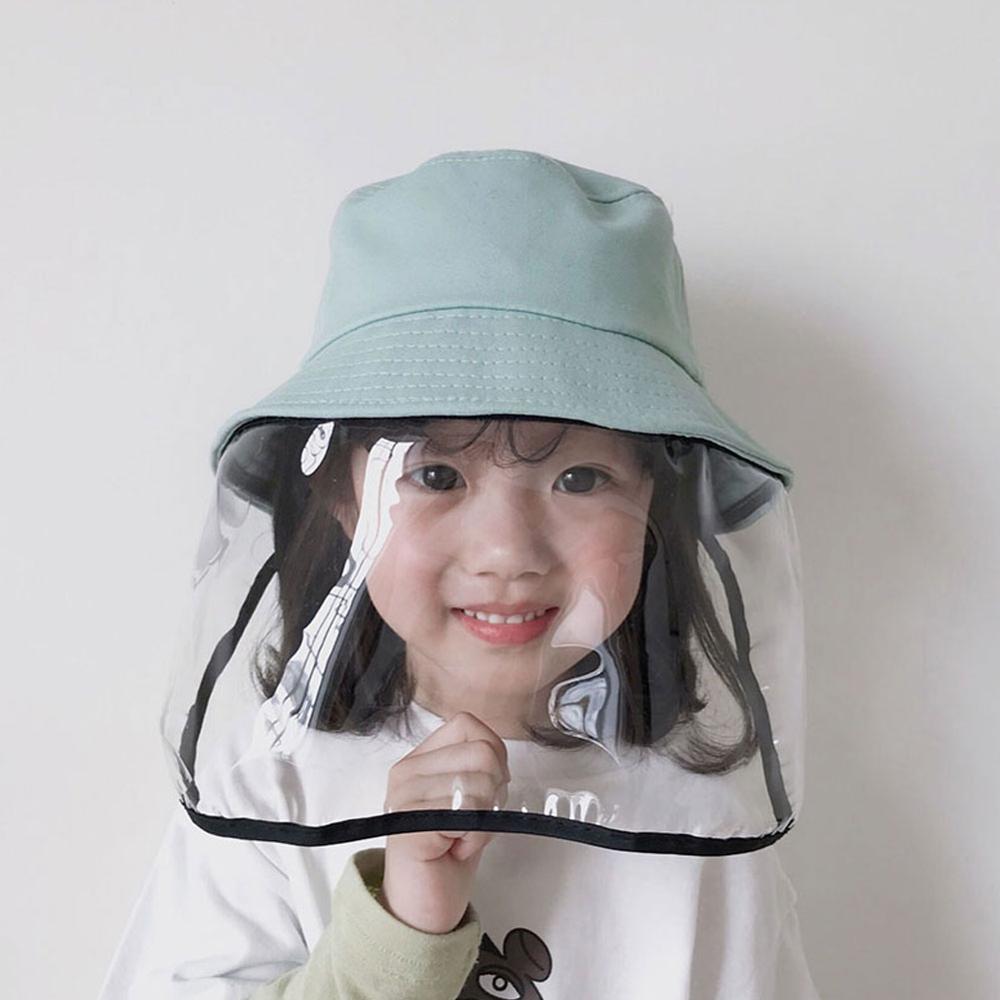 Children's Protective Transparent Mask Anti-fog flu Coronaflu Saliva Face Masks Windproof Fisherman Hat With Protection Cap