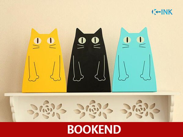 Cartoon Kat Boekensteunen, drie Kleuren Voor Keuze, kat Bureau Boek Organizer