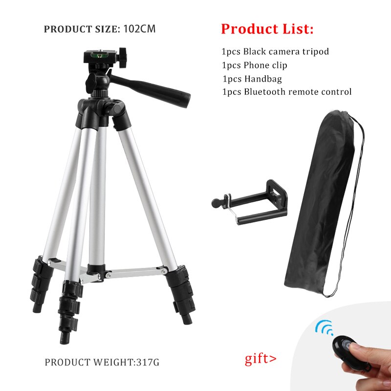 102/132/152cm Flexible Mobile Tripod Stand For Smartphone Dslr Camera Tripod Holder With Bluetooth Remote For Selfie Photography: 102cm silver set