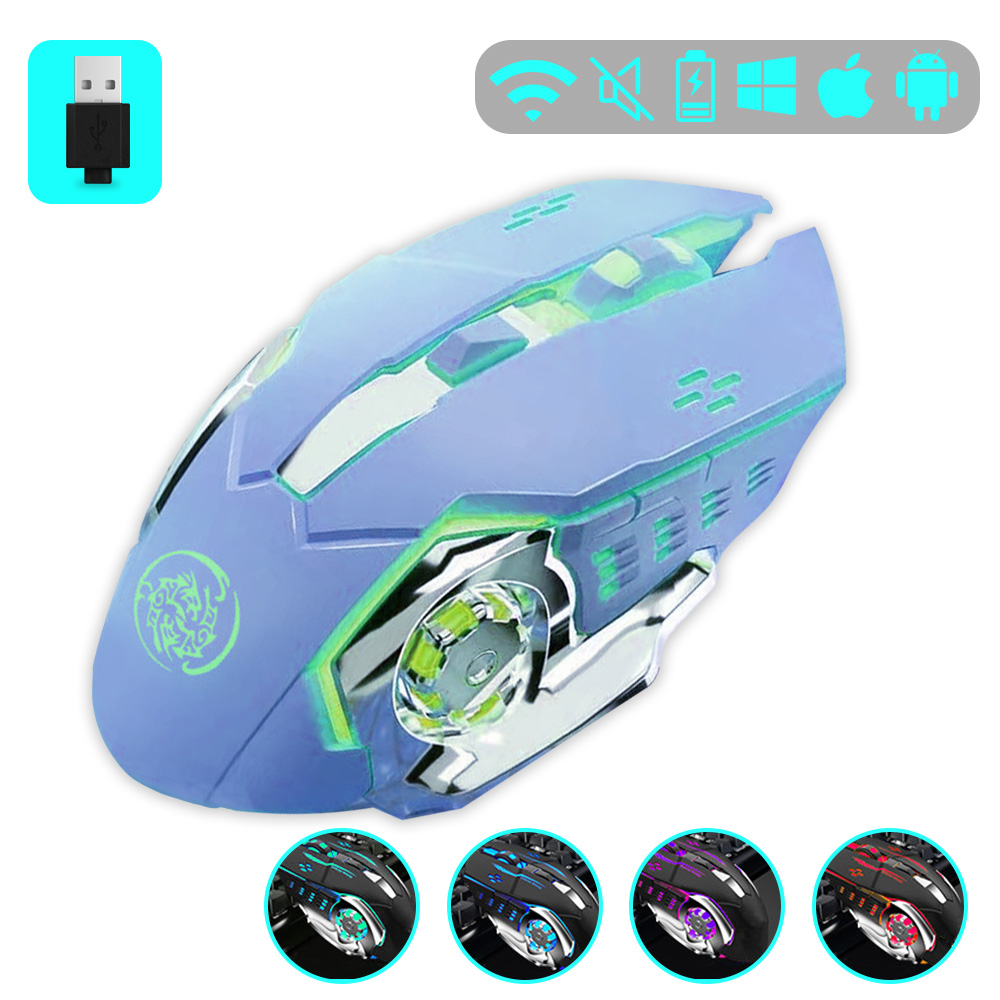 Gaming Mouse 2.4G Bluetooth Wireless Rechargeable Mouse For Laptop RGB Backlight E-Sports Mechanical Mouse For PC Computer Gamer: Gold