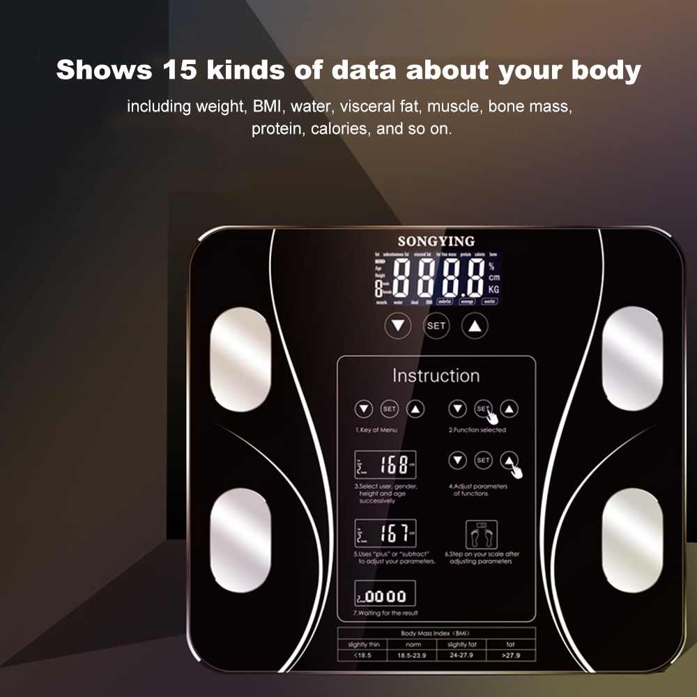 Body Index Analyzer Electronic Smart Weighing Scales Bathroom Body Fat bmi Scale Digital Human Weight Mi Scales Floor lcd
