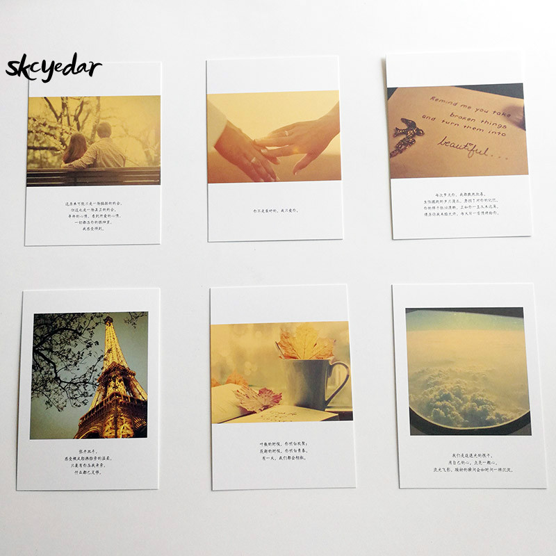 30 unids/caja el hermoso Momento romántico Retro tarjetas de felicitación para el amante de la fotografía tarjetas postales con chino de frases