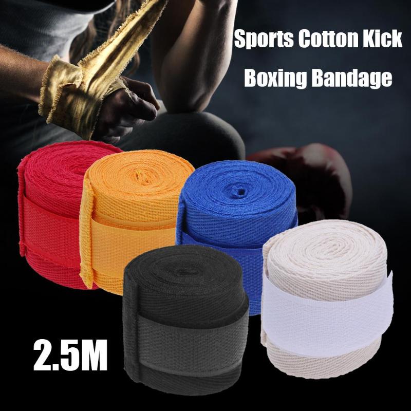 2 st 2.5m sport bomull kickboxning bandage sanda taekwondo mma handleden handhandskar omslagsband utrustning