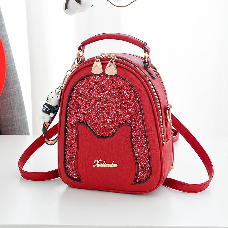 neue Mini Rucksäcke für Frauen Anti Diebstahl Leder Reisetaschen Pailletten Schulter Taschen Schule Taschen für Teenager Mädchen JD02021: verrotten