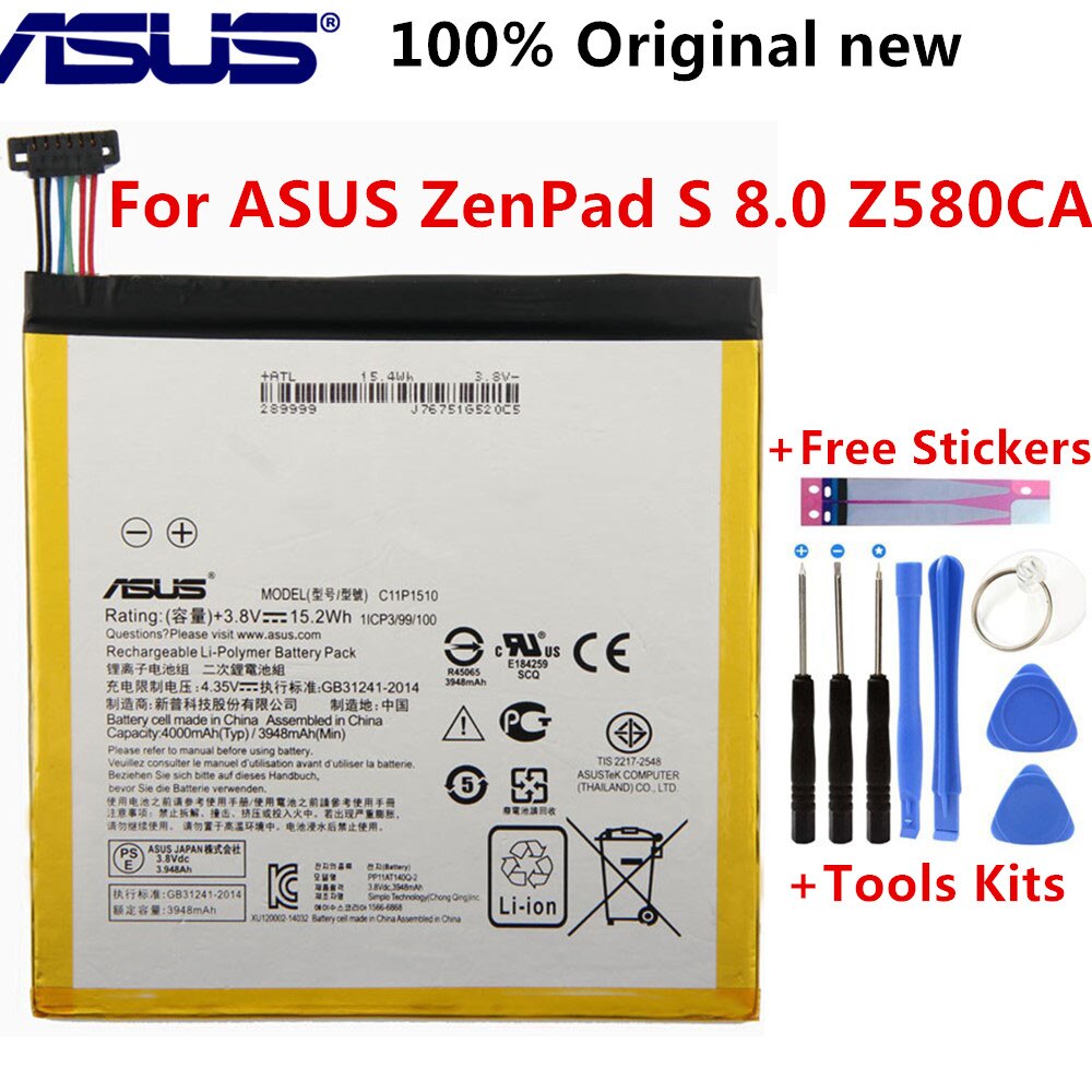 Tablet Akku C11P1510 - 4000mAh - Original Ersatz - für ASUS ZenPad S 8.0 Z580CA - mit Werkzeug
