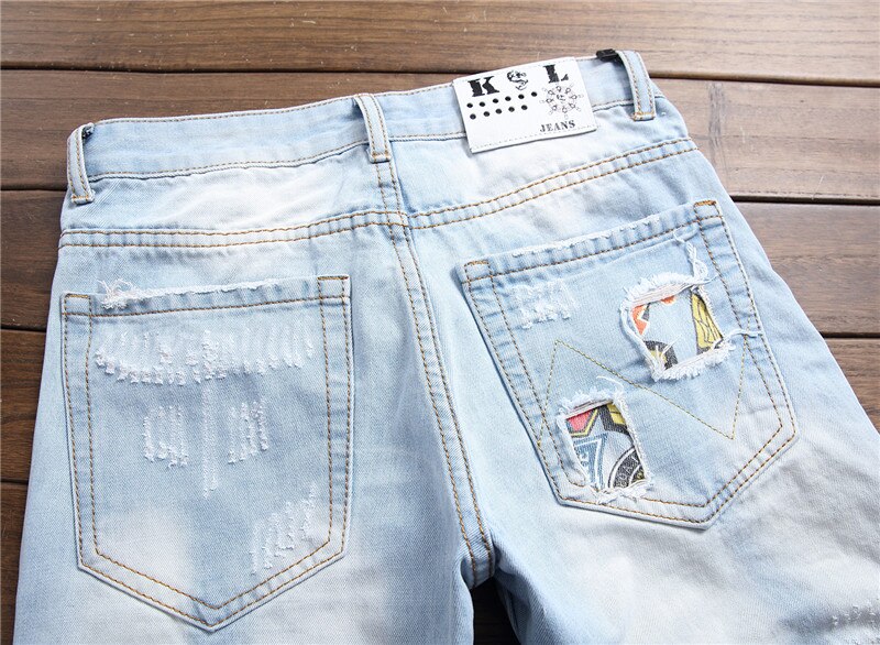 Brand Gloria Jeans Retro Straight Denim Jeans Men Patchwork Plus Size Casual Men Long Pants Trousers Brand Biker Jean