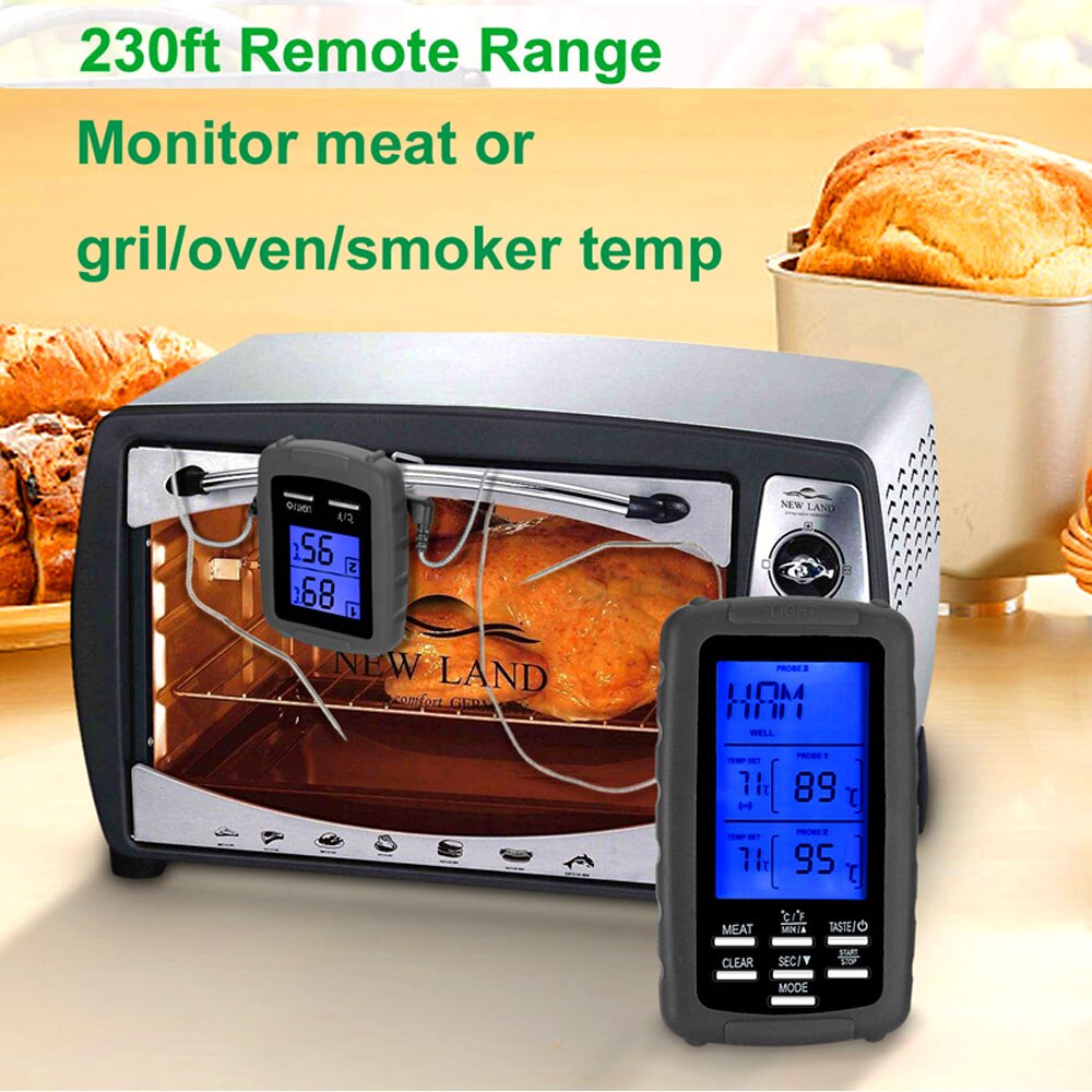 EAAGD-termómetro Digital inalámbrico para carne, dispositivo de control remoto con sonda Dual para cocina, barbacoa, horno, vigilancia de alimentos, hasta 70M