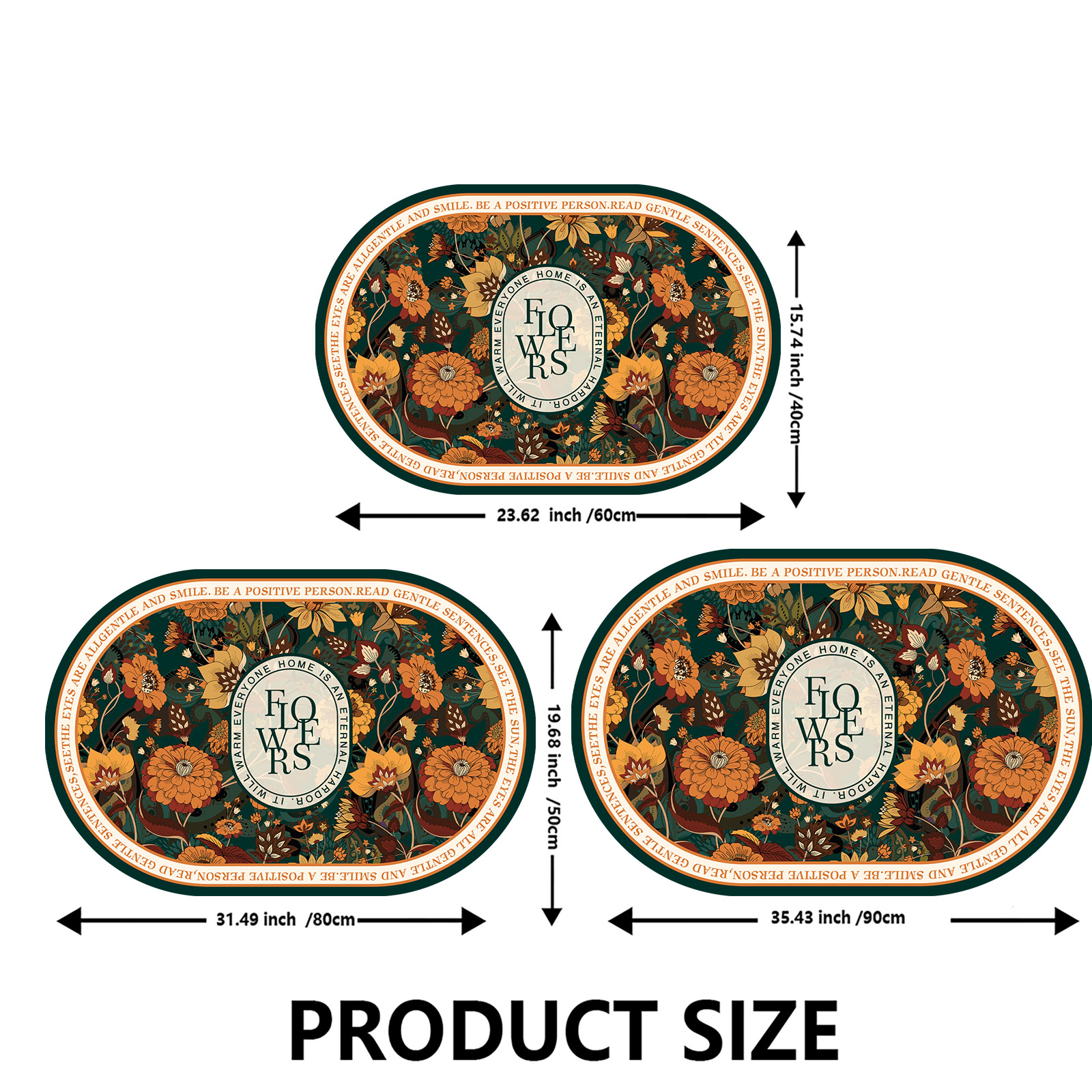 Floral Bathroom Bath Mat Quick Dry Non-slip Foot Mats Super Absorbent Shower Rugs Toilet Pad Doormat Washable