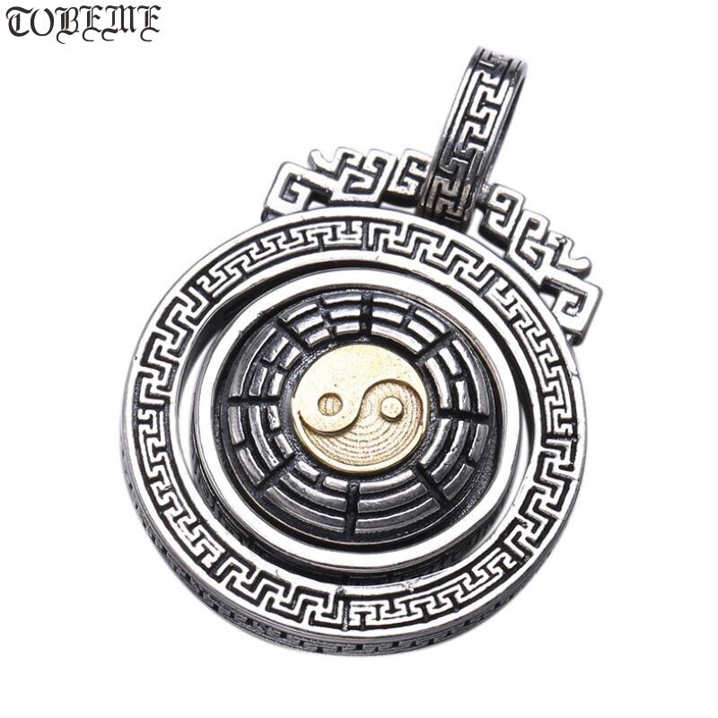 100% 925 Silver Tibetan OM Mani Padme Hum Pendant vintage thai silver Fengshui Yinyang pendant Buddhist OM Mantra pendant