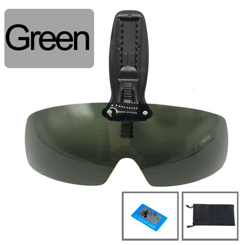 Polarisierte Angeln Gläser Hut Visiere Sport Clips Kappe Clip auf Sonnenbrille Für Angeln Radfahren Wandern Golf Brillen UV400: Green bag