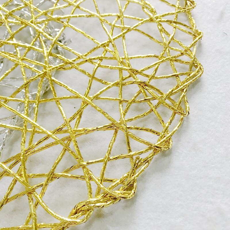 4PCS Round Placemat Table Placemat Kitchen Dinner Handmade knitting irregular Christmas Shinning Gold Silver
