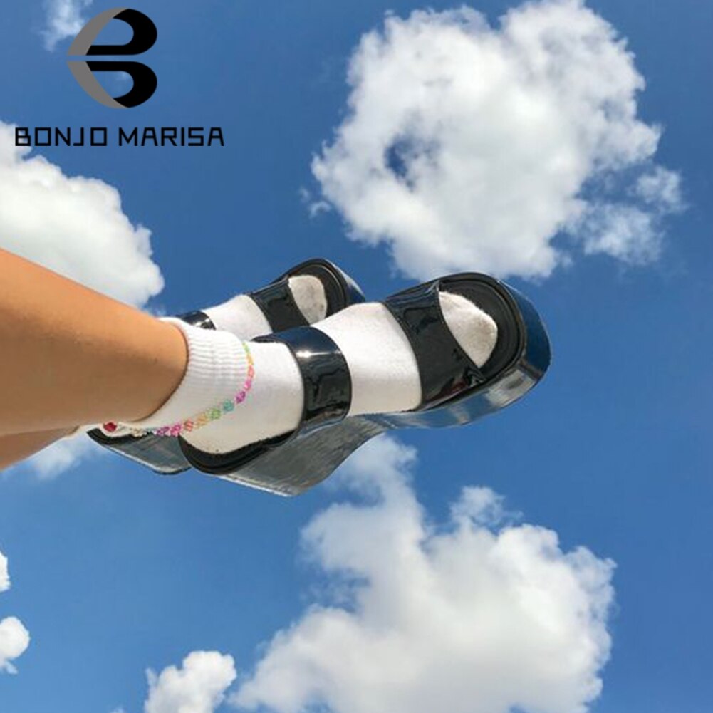 Sandalias góticas con plataforma y Punta abierta para mujer, cuñas de suela gruesa, chanclas Punk informales de ocio al aire libre, zapatos de verano,