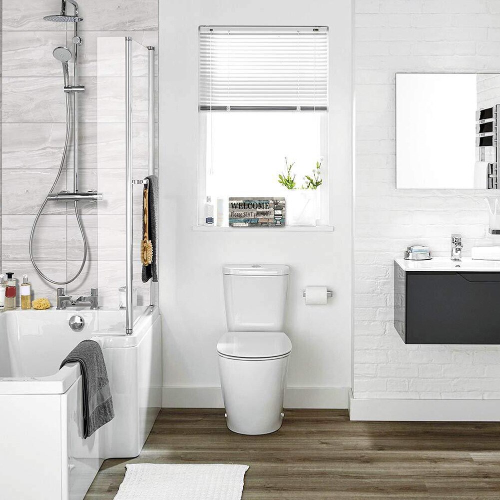 Art Decoration Handmade Rectangular Letter Print Pendant Bathroom DIY Welcome Sign Wood Plaque Vertical Logo Wall Craft Hanging