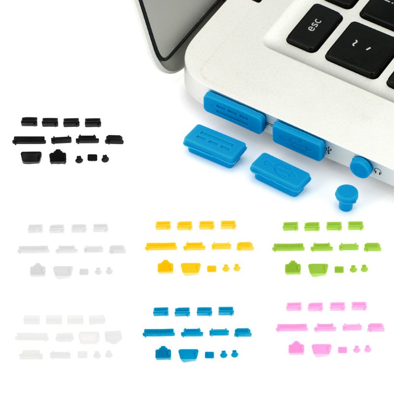 13PCS spine antipolvere porta dati in Silicone morbido Set di protezioni USB prese per Laptop coperchio antipolvere coperchio tappo Computer PC