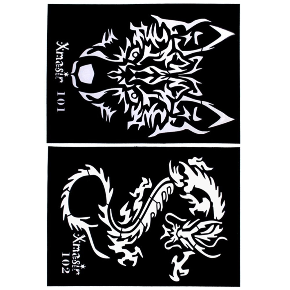 4pcs Hollow out Tattoo Stencils Cool Dragon Wolf T Grandado 4pcs Hollow out Tattoo Stencils Cool Dragon Wolf T Grandado