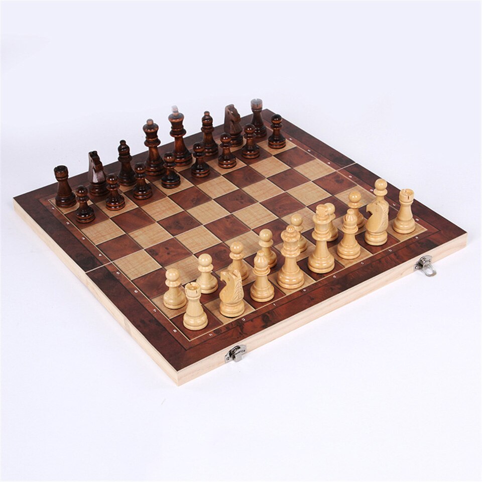 3 In 1 Wooden Foldable Chess Refined Workmanship Natural Environmental Protection Paint Travel Board Game