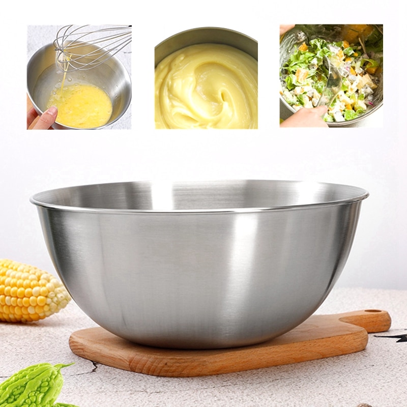 304 Edelstahl Salat Schüssel Küche Metall Verschachtelung Lebensmittel Lagerung Schalen einstellen Kochen Gemüse Obst Ei Mischen Schüssel