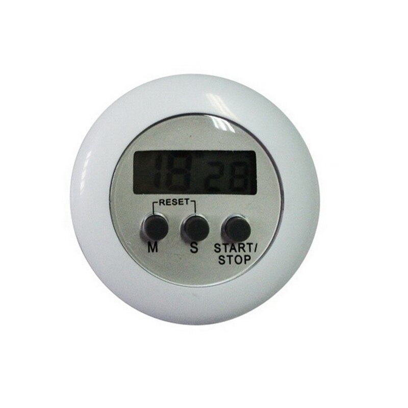 1Pc Multi Kleur Plastic Kookwekker Ronde Elektronische Timer Keuken Countdown Timers Alarm Kookwekker: white