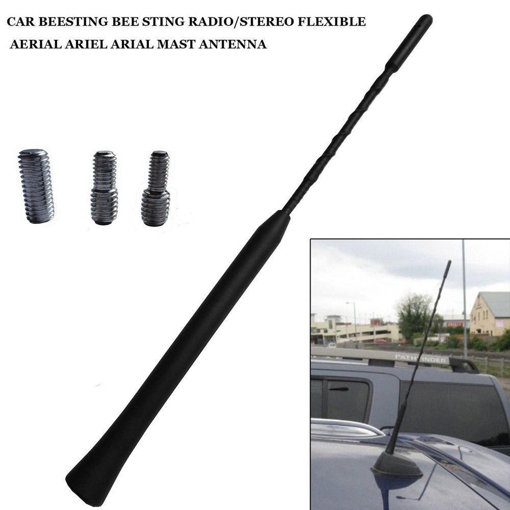 Universal 16 Inch AM/FM Car Aerial Antenna Auto Roof Flexible Spiral Mast Anti-noise Weather Resistant Radio Signal Aerial