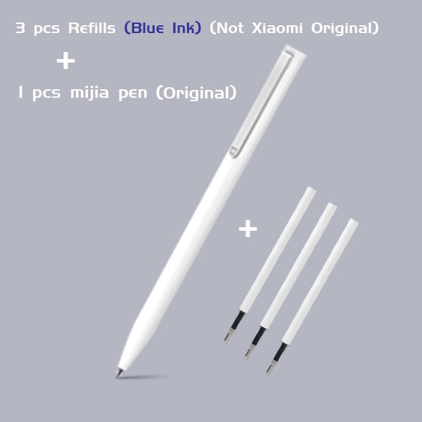 Xiaomi Pen Mijia Pen Sign Pen MI Pen 0.5mm Signing Pen PREMEC Smooth Switzerland Refill MiKuni Japan Ink (Black/Blue) Best: 1pen with 3Blue ink