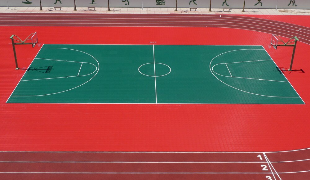 colorful interlock basketball floor for