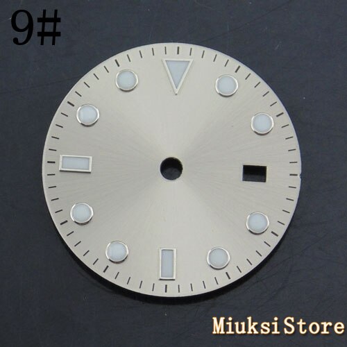 28.5mm sterile dial luminous watch dial fit ETA 2836 2824 Mingzhu DG2813/3804 Miyota 8205/8215/821A movement: 9