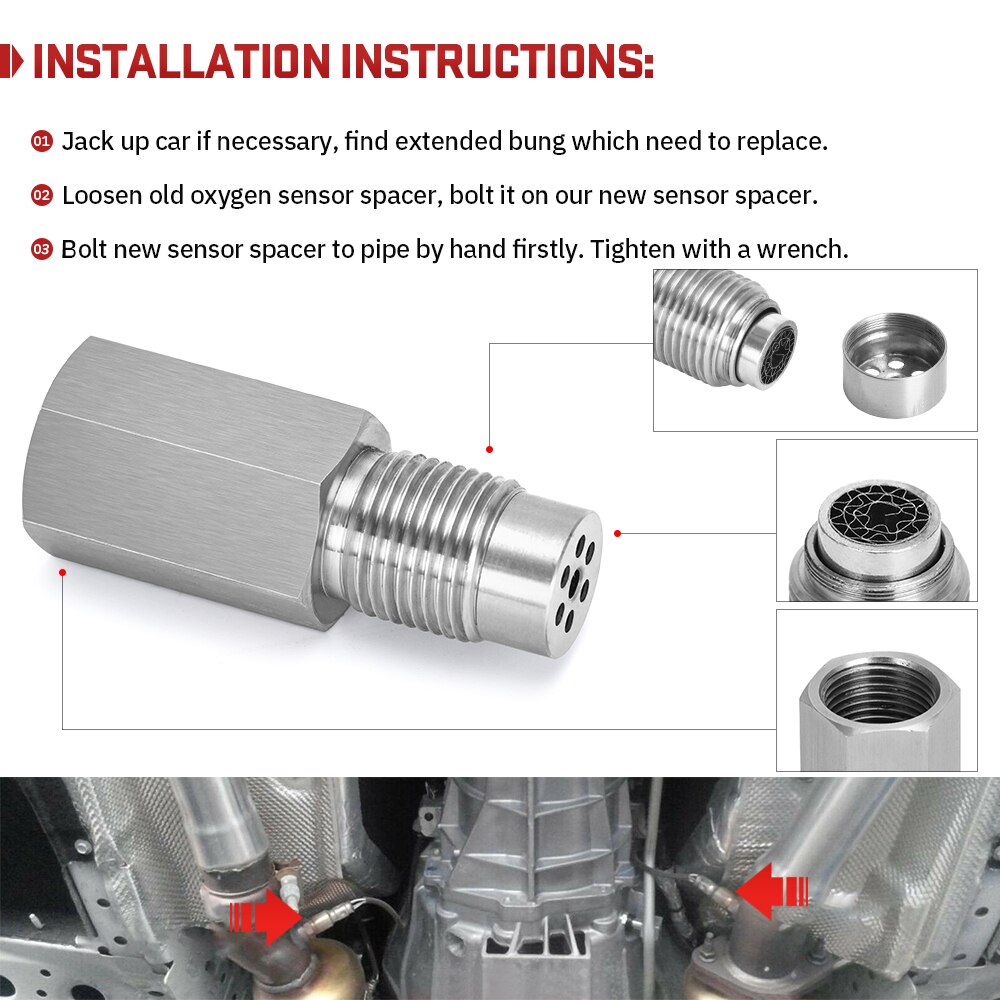 VR - Oxygen O2 Sensor Spacer Adapter Bung Catalytic Converter Fix Check Engine Light O2 oxygen sensor M18X1.5 VR-OSE03