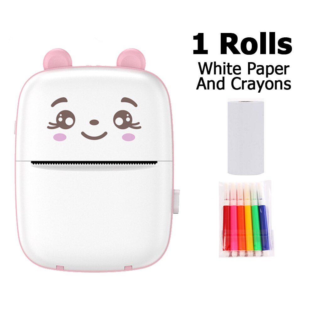 Portable Printer MINI Thermal Printer Ink-less Pocket Label Printer 58mm Printing Wireless BT Connect For Android IOS Printers: PINK