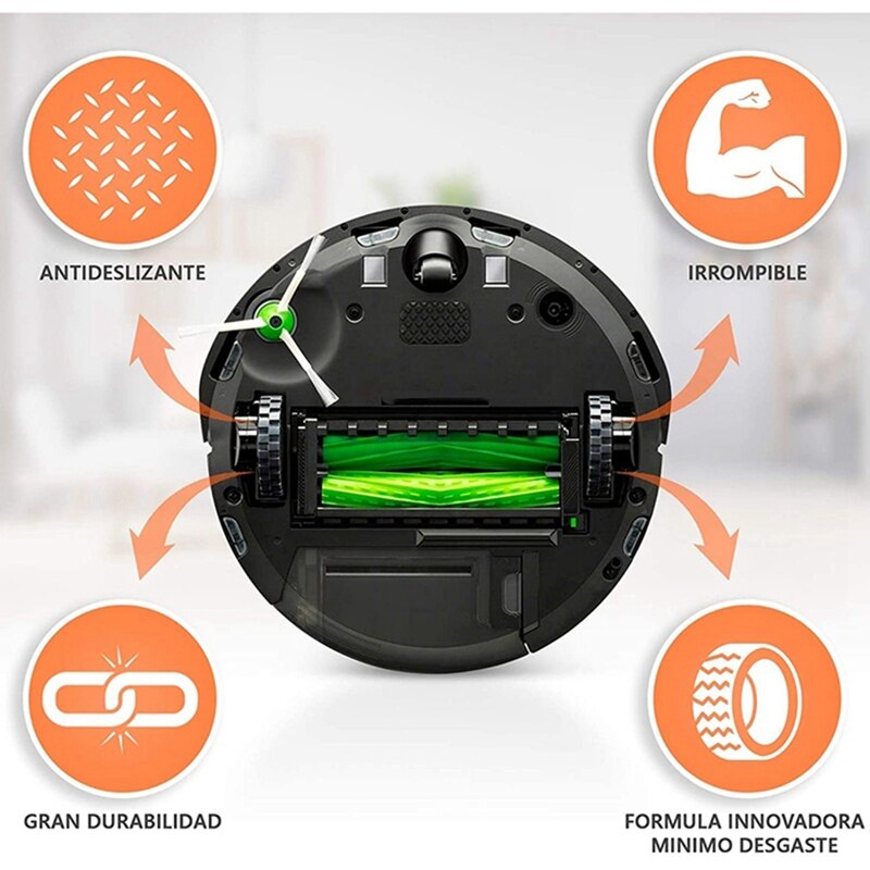 AD-4Pcs Piel de neumático para IROBOT ROOMBA Wheels Series 500, 600, 700, 800 y 900 antideslizante, gran adherencia y fácil montaje.
