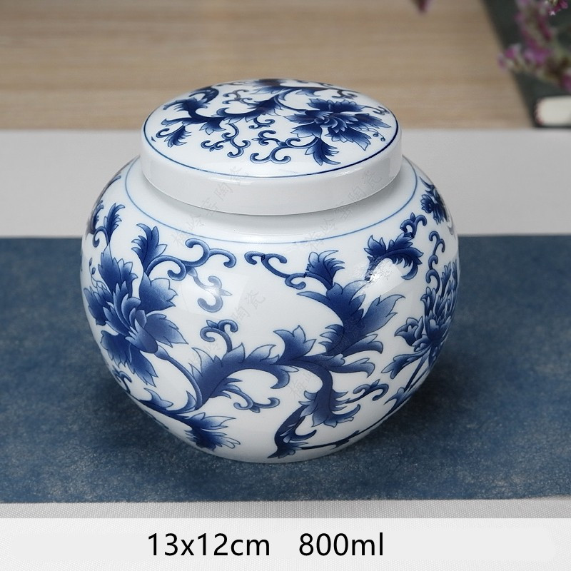 Multifunction Tieguanyin Sealed Containers Chinese Blue and White Porcelain Ceramics Tea Caddy Tea Bag Household Storage Box: D