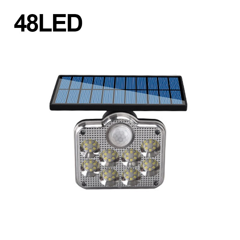 Utomhus solar ljus utomhus rörelsesensor solar led reflektor trädgård vägg lampa vattentät strålkastare utomhus solar spotlights: 48 ledde