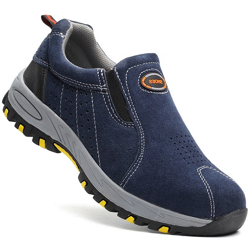 Steel Toe Safety Work Shoes Men Summer Breathable Slip On Casual Boots Mens Labor Insurance Puncture Proof Shoe
