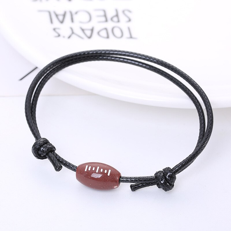 Einfache Hand Geflochtene Schwarz Seil Sport Armbinde Nette Baseball/Golf Ball Braclet Für Männer Jungen Armbinde Schmuck Zubehör: Gugby