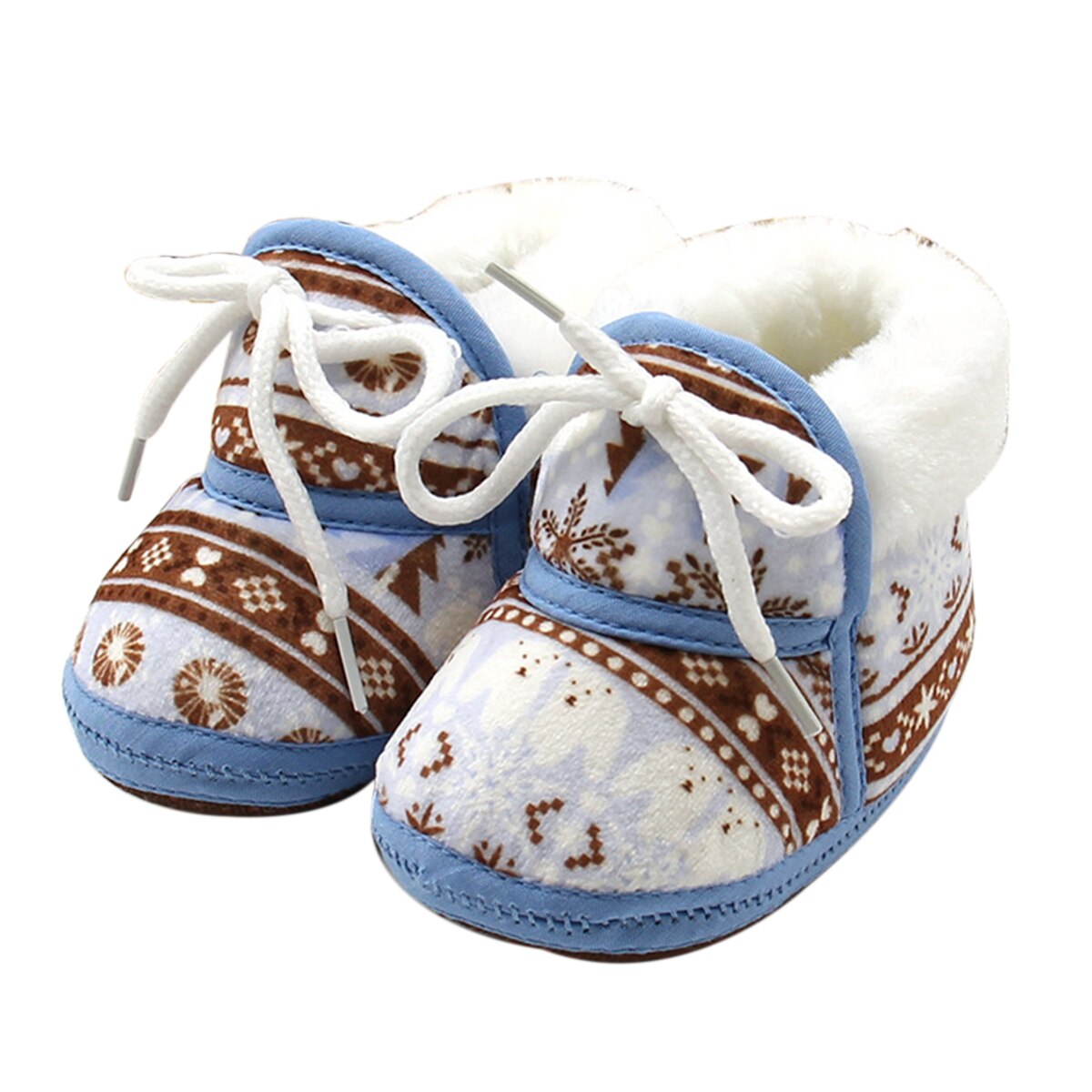 Neugeborenen Baby Booties Winter Warme Pelz Gefüttert Spitze hoch Krippe Schuhe nicht-Unterhose Weiche Sohle Säuglings Prewalkers Zubehör 0-18 monate: Blau