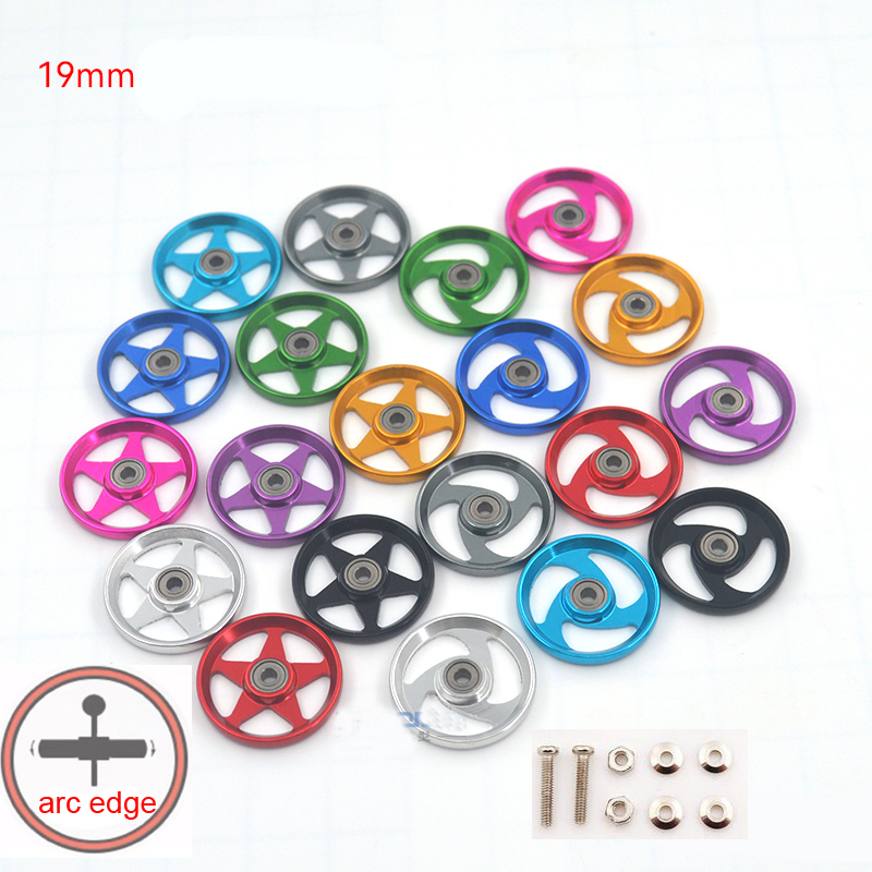 2pcs Aluminum Alloy 19mm Rollers Bearing Roller Arc Edge Guide Wheel Tamiya Mini 4WD 94996/95349/95348/15449 Self Made Parts