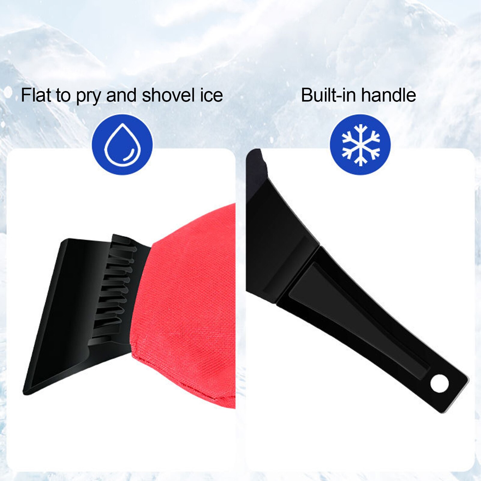 Car Ice Scraper Windshield Ice Breaker Quick Clean Glass Brush Snow Remover Tool Auto Window Winter W/Sleeve Snow Brush Shovel