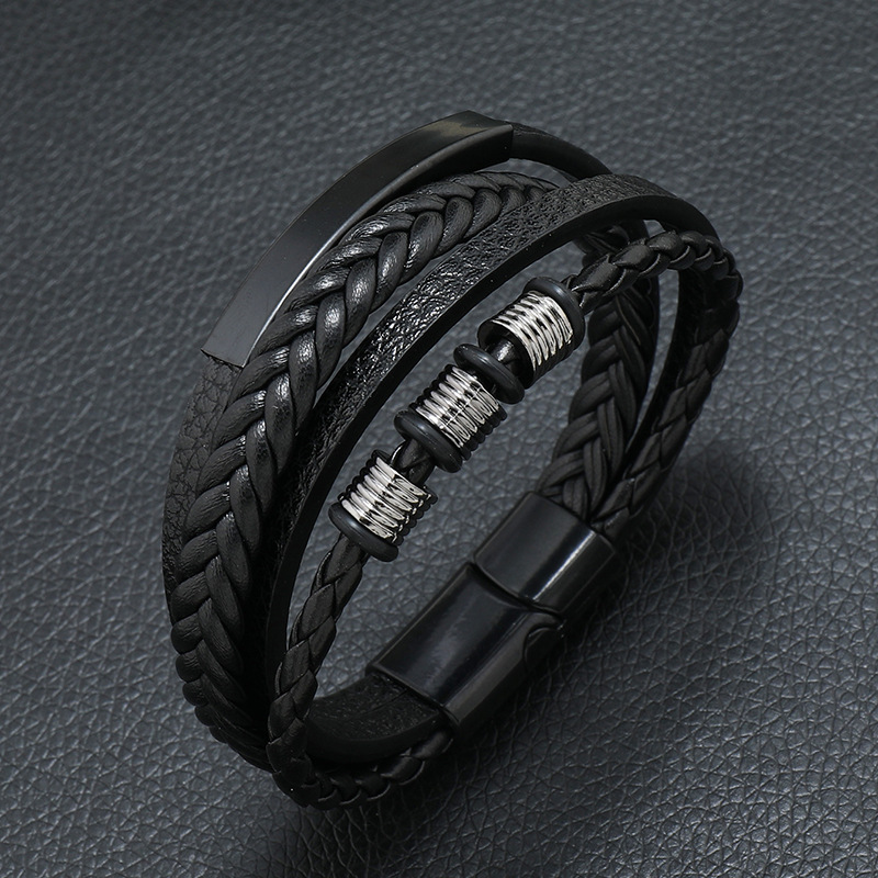 Men's Musical Symbol Leather Bracelet Vintage Men's Bracelet Music Symbol Simple Leather Multi-Layer Bracelet
