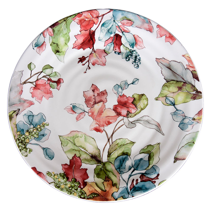 1 stk malede blomster runde keramiske fade bordservice western bøf salat dessert kage sushi opbevaring dekorativ tallerken: 22 cm x 2cm