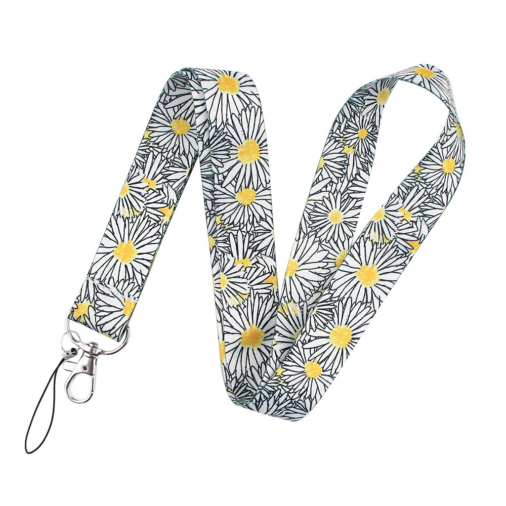 PC2257 Wit Daisy Zonnebloem Verborgen Handicap Schilderen Kunst Sleutelhanger Lanyard Neck Strap Voor Telefoon Key Id-kaart Creatieve Lanyards: 4