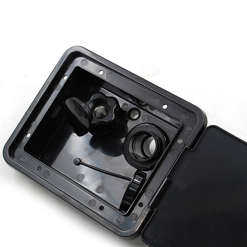 193X164.5 mm RV Hatch Cover Accessories Lockable Water Inlet Parts with Keys Square Threaded Fill Dish for Rv Trailer (Black)